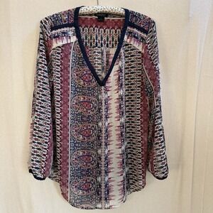 Lucky Brand Blouse Top Womens Pullover Peasant Boho Cottagecore Prairie